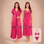 4P-misty 4part Satin Nightwear Set