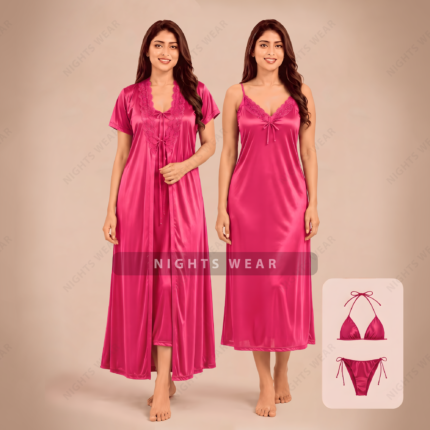 4P-misty 4part Satin Nightwear Set
