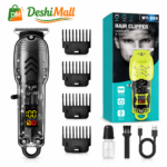 WY-999 rechargeable hair clipper with grooming accessories and comb attachments from DeshiMall